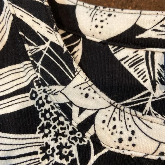 Denim & Co. French Terry Sleeveless Cover Up Dress Black Tropical M - Picture 9 of 11